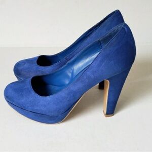 Chic Blue Suede Women's Heels